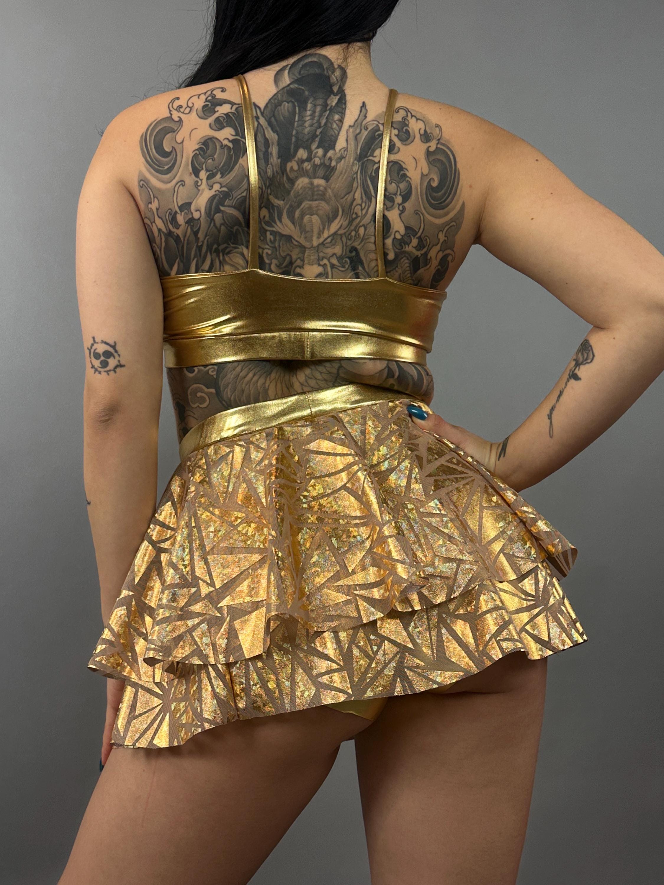 Unique Circus Fashion Pole Dance croptop and shorts for Aerialists, dancers, fire performers.