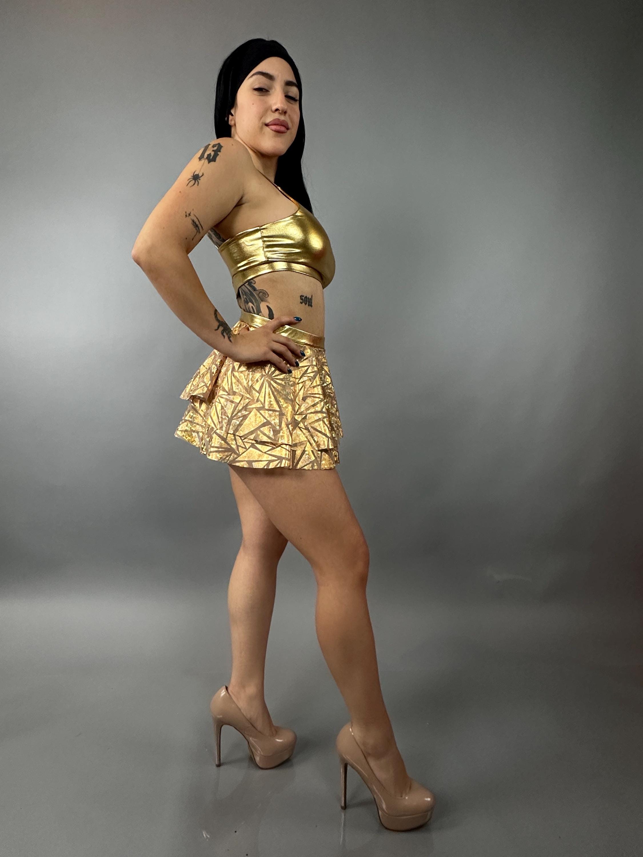 Unique Circus Fashion Pole Dance croptop and shorts for Aerialists, dancers, fire performers.