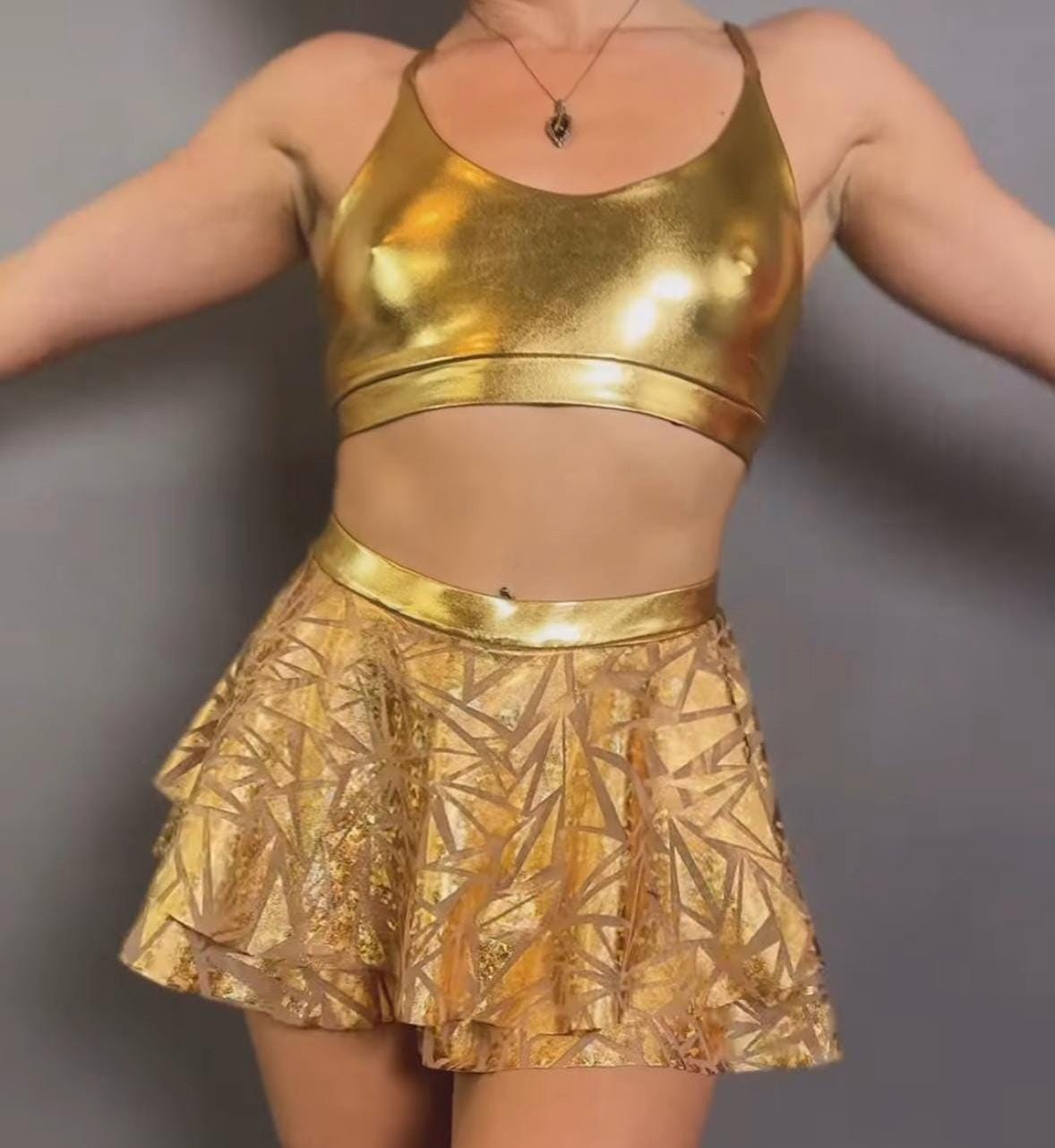 Unique Circus Fashion Pole Dance croptop and shorts for Aerialists, dancers, fire performers.