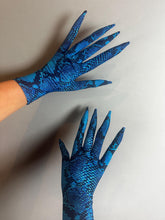 Spooky Snake Print Long Finger Gloves - Creepy Costume Accessory for Cosplay, Halloween, Dragon Themes