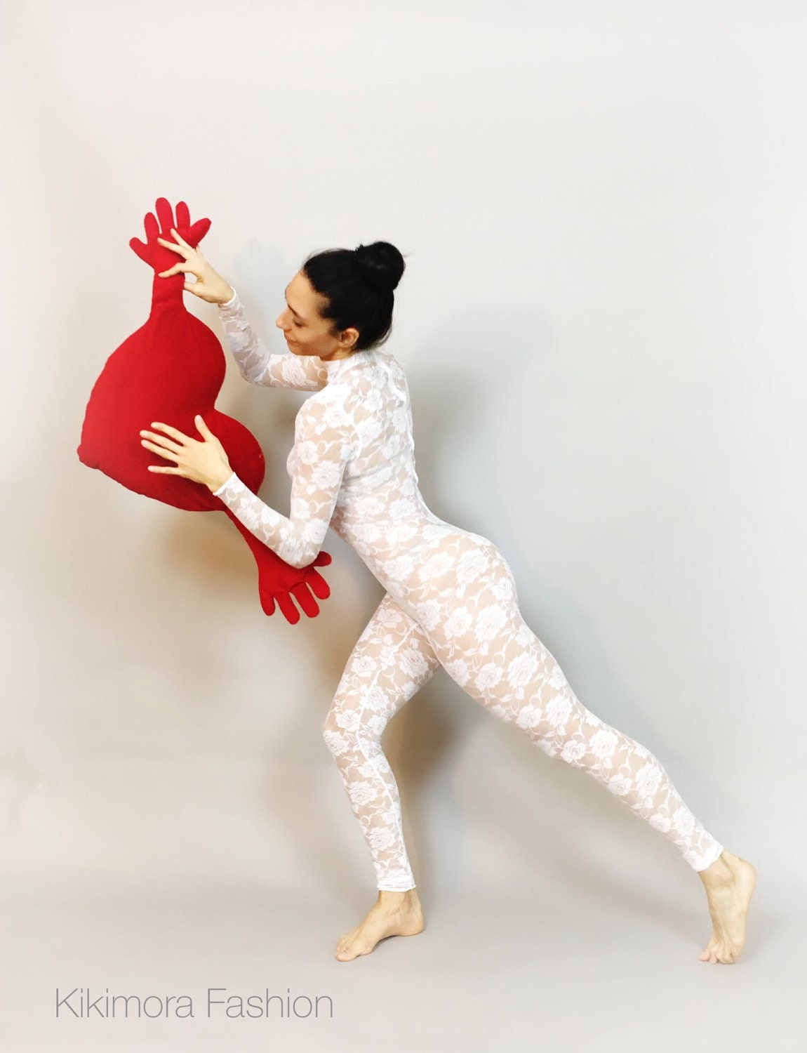 White Sheer Bodysuit, Turtleneck, Full Sleeve Jumpsuit