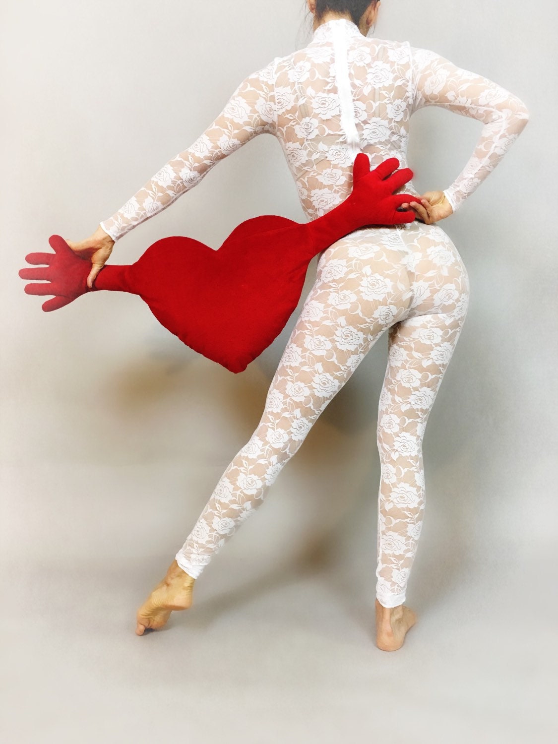 White Sheer Bodysuit, Turtleneck, Full Sleeve Jumpsuit