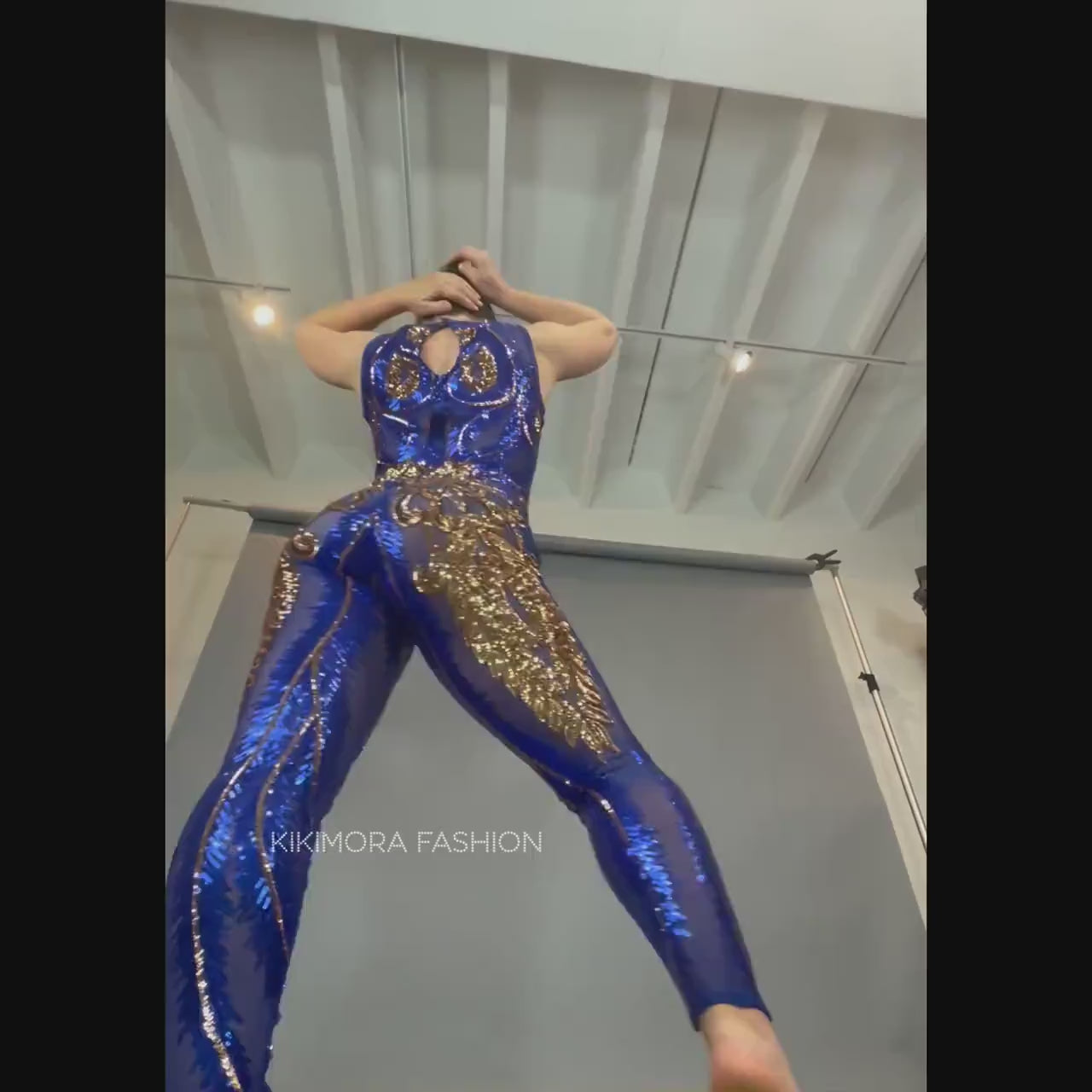 Bright Blue Sequin Catsuit for Dance, Gymnastics, Bridal, Circus, and More