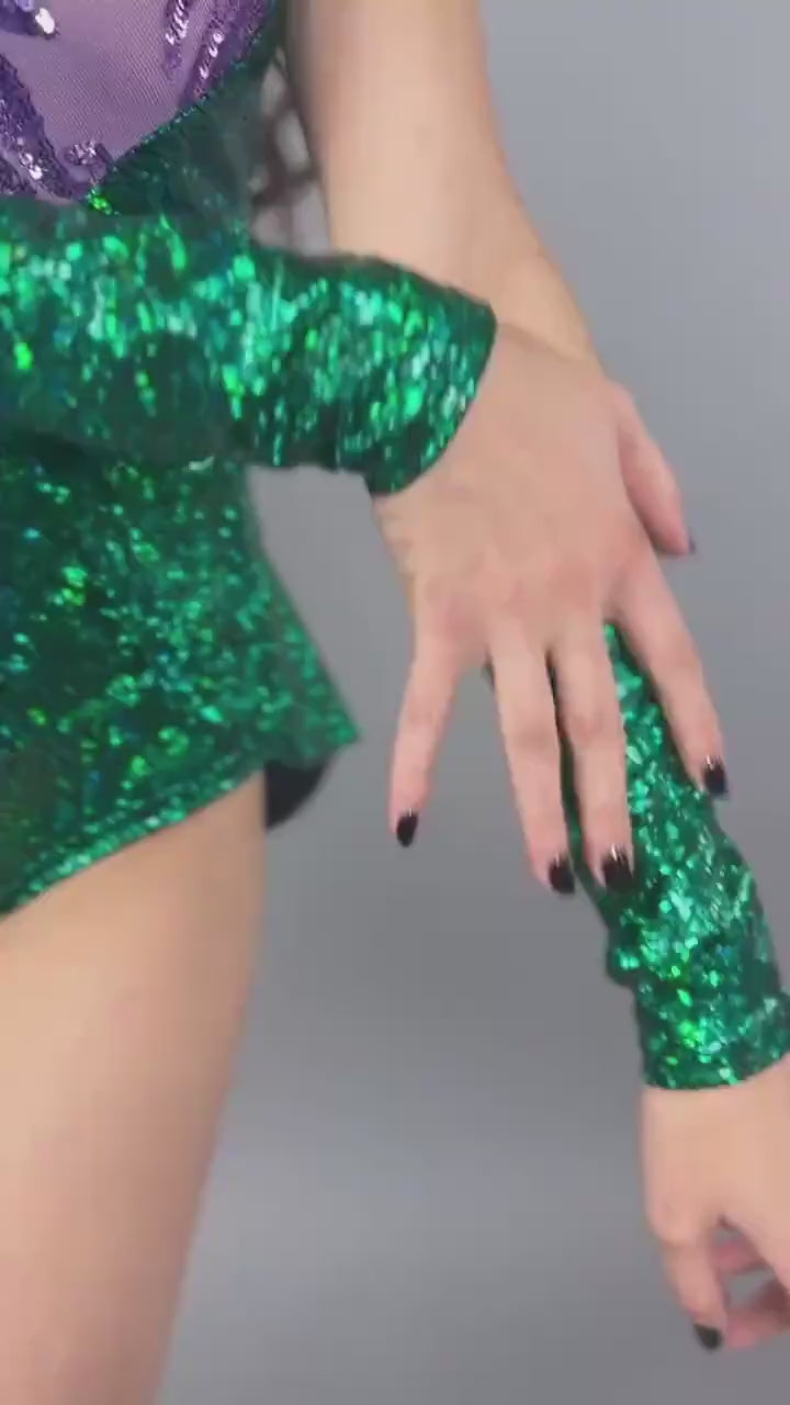 Exotic Dance wear, Green, Spandex leotard, dance costume, circus outfit, Mardi Gras party , rave, music festival ,trending now.
