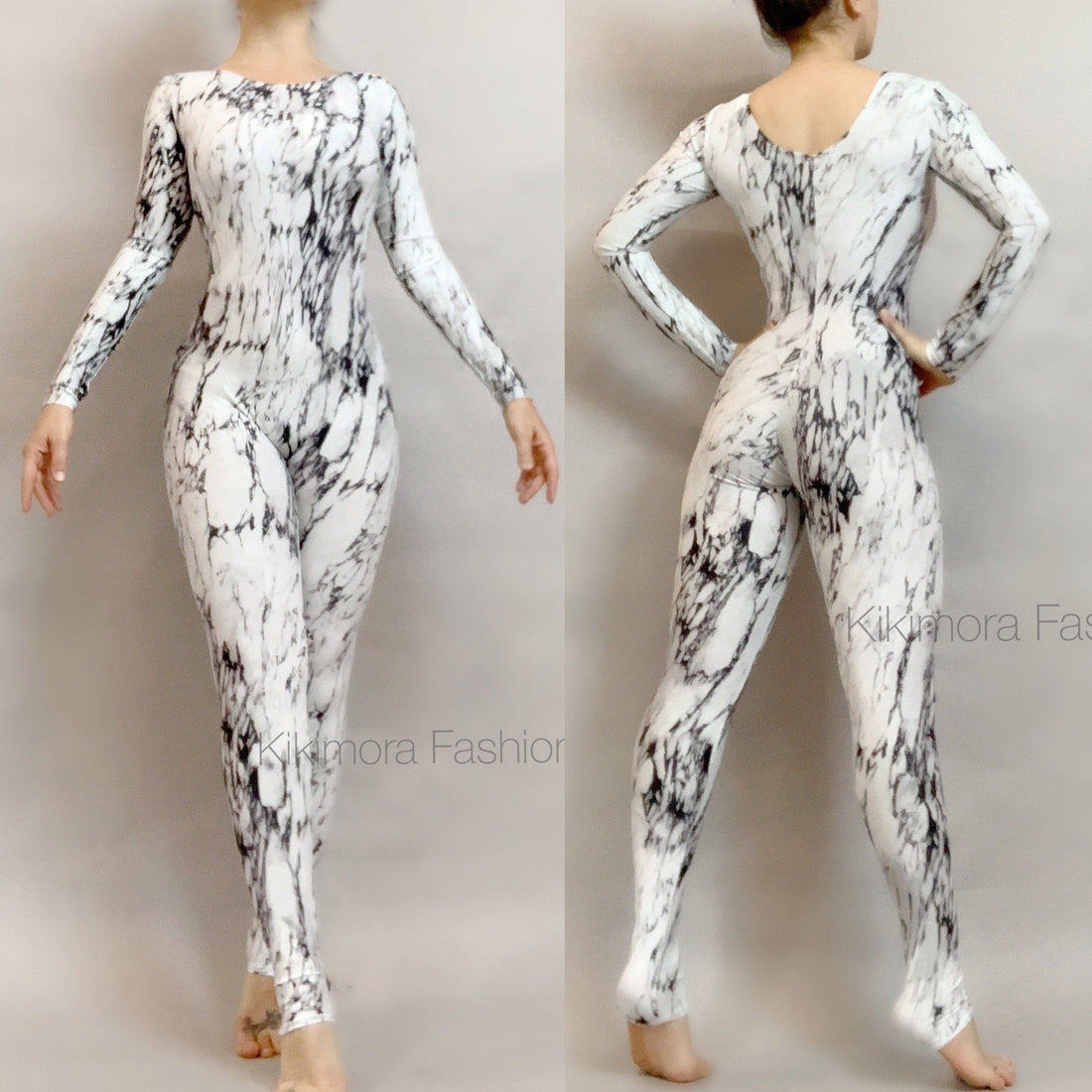 Catsuit for Women or Men, Beautiful White Marble Zentai Fashion, Contortion Bodysuit for Women or Men, Custom Leotard