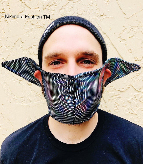 Elf Ears Face Mask for All Ages, Funny Mask, Gift for Men or Women, Elf Mask, Mandalorian Baby Yoda, Made in Usa