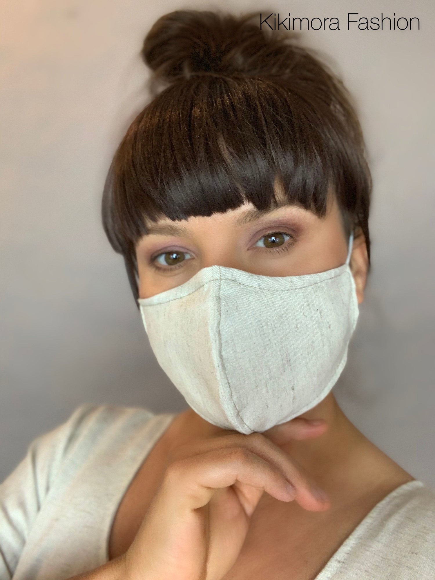 Linen Face Mask with HEPA Filter, Beautiful Teacher Face Mask, Natural Fiber Wedding Mask