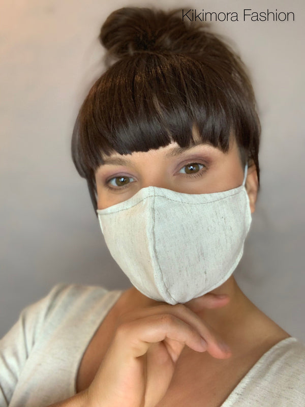 Linen Face Mask with HEPA Filter, Beautiful Teacher Face Mask, Natural Fiber Wedding Mask