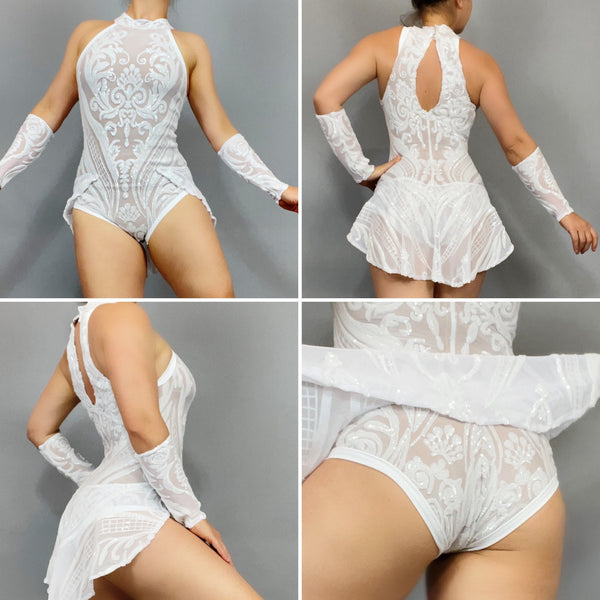 Showgirl Costume, Beautiful Sequin Leotard, Exotic Dancewear, Trending Now, Bridal Leotard