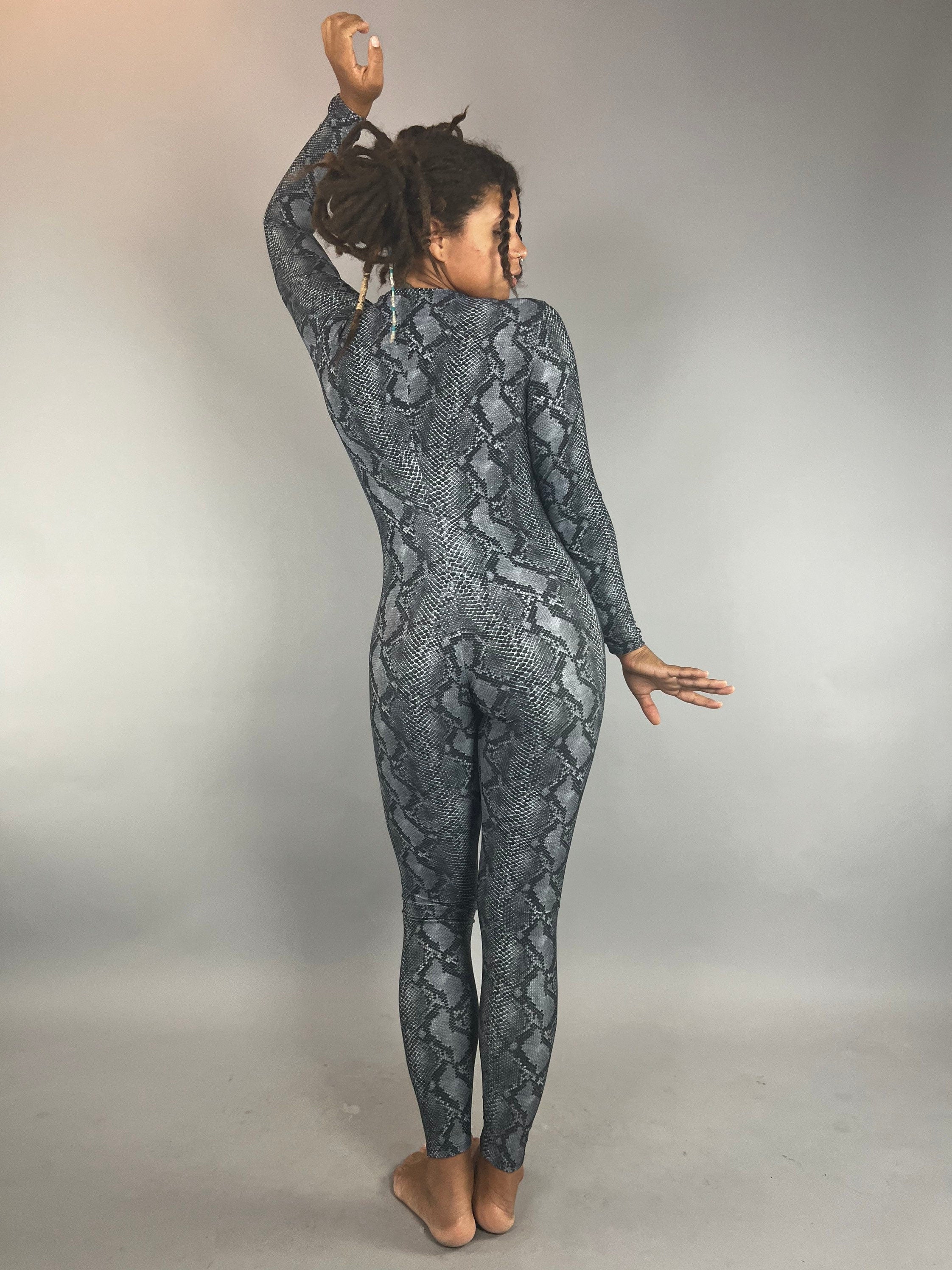 Snake Print Jumpsuit for Water Sport, Yoga Fashion, Dance Costume, Trending Now