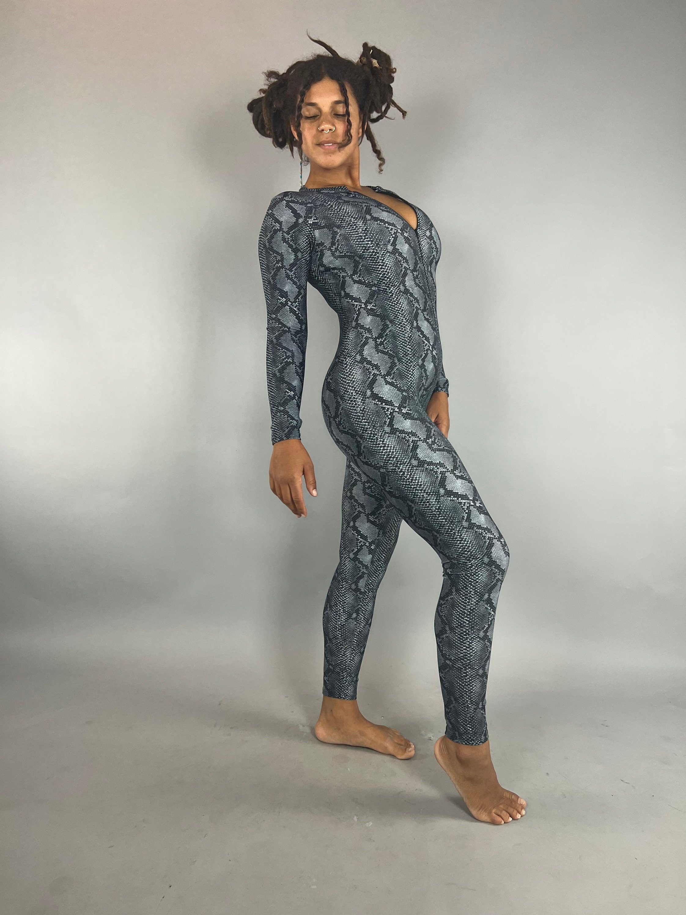 Snake Print Jumpsuit for Water Sport, Yoga Fashion, Dance Costume, Trending Now