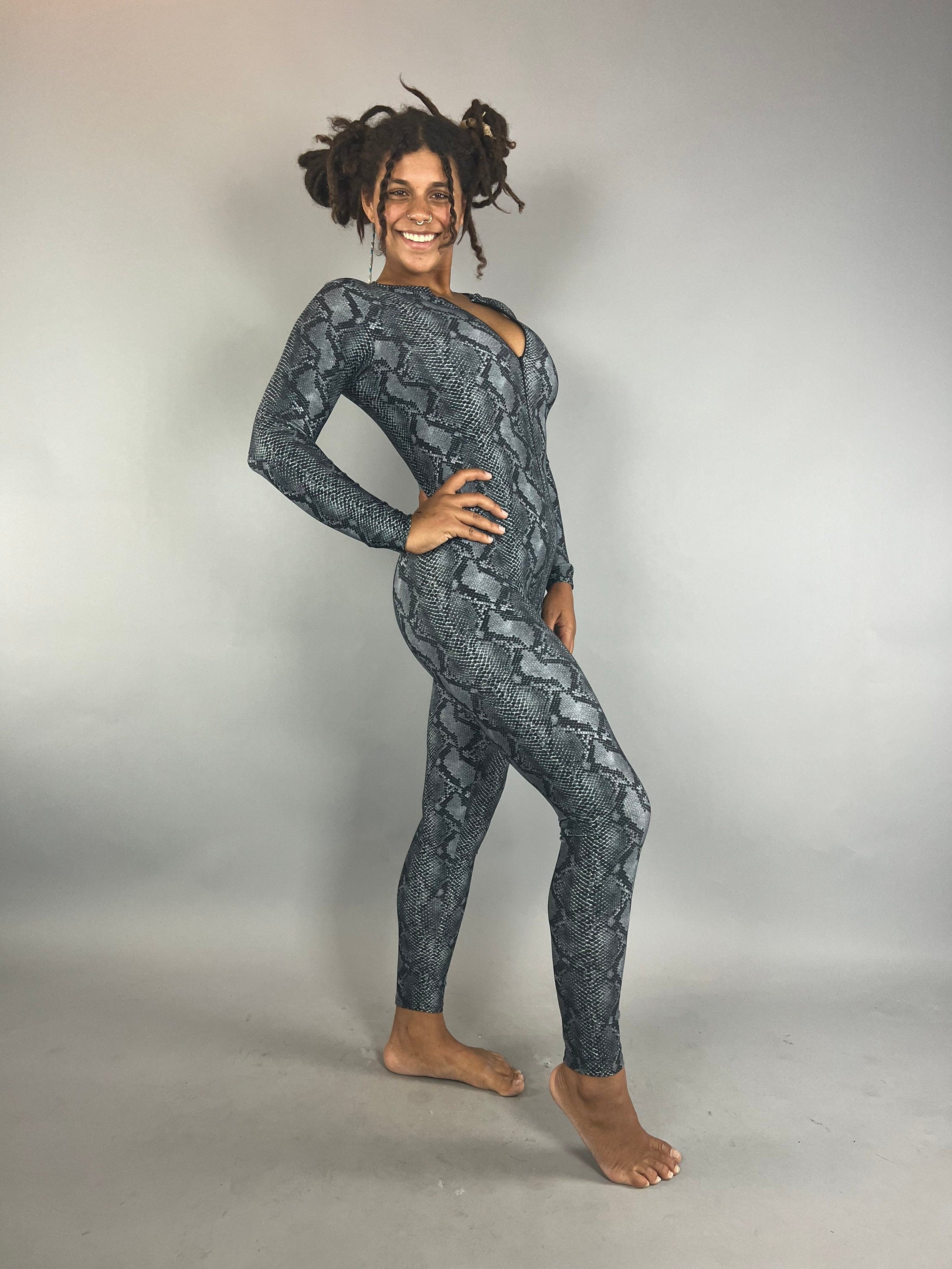 Snake Print Jumpsuit for Water Sport, Yoga Fashion, Dance Costume, Trending Now