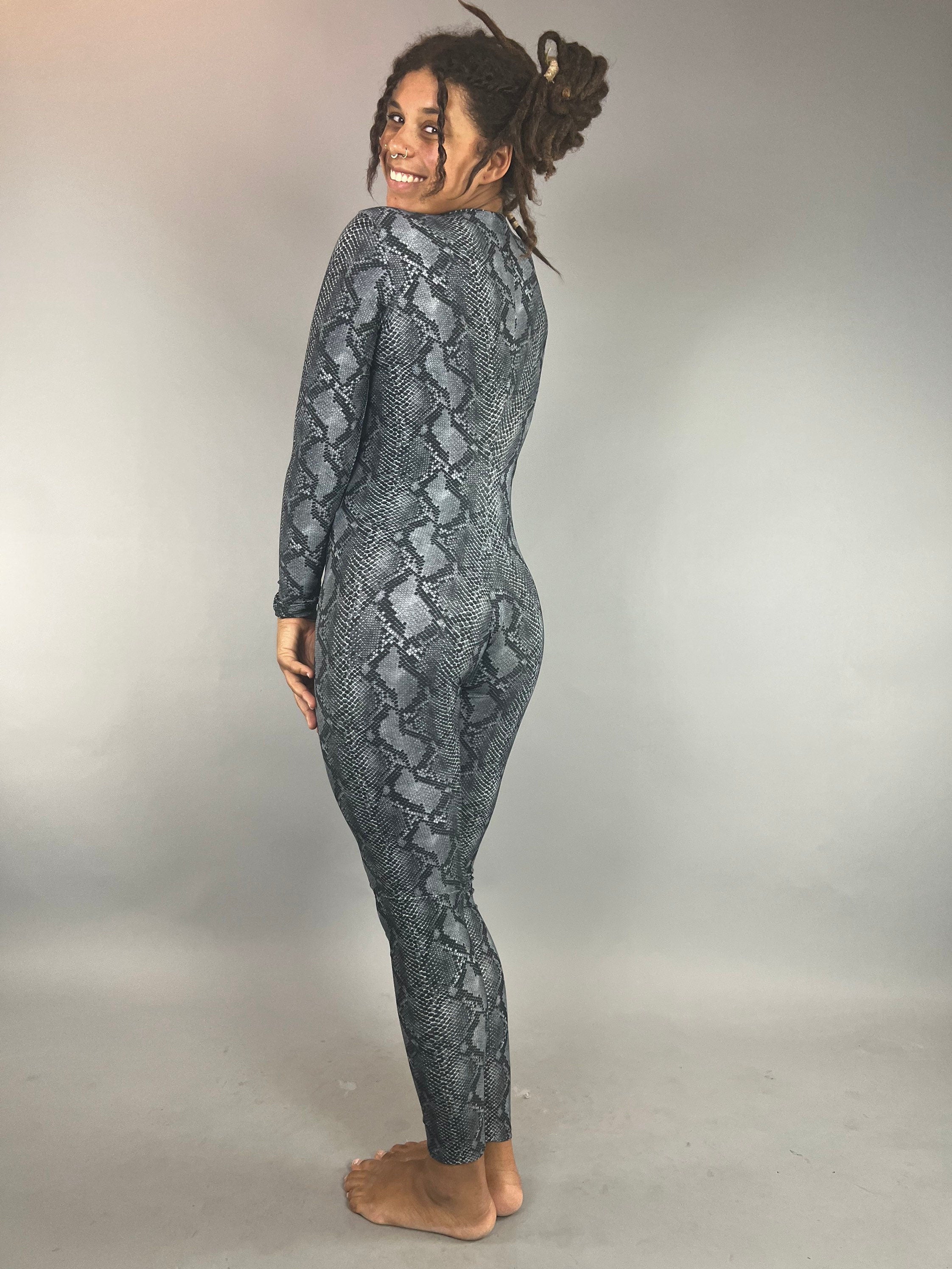 Snake Print Jumpsuit for Water Sport, Yoga Fashion, Dance Costume, Trending Now