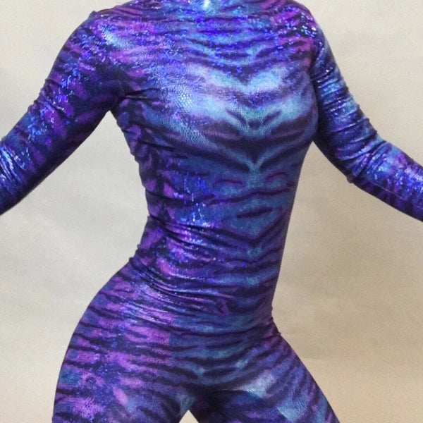 Spandex catsuit, yoga jumpsuit, African mask print, Lycra bodysuit