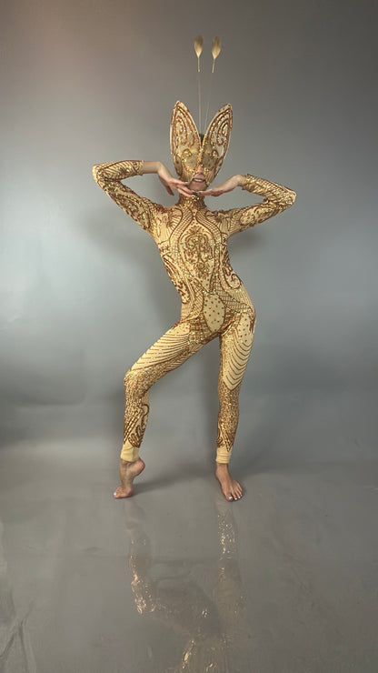 Golden Butterfly sparkling Sequin full costume.