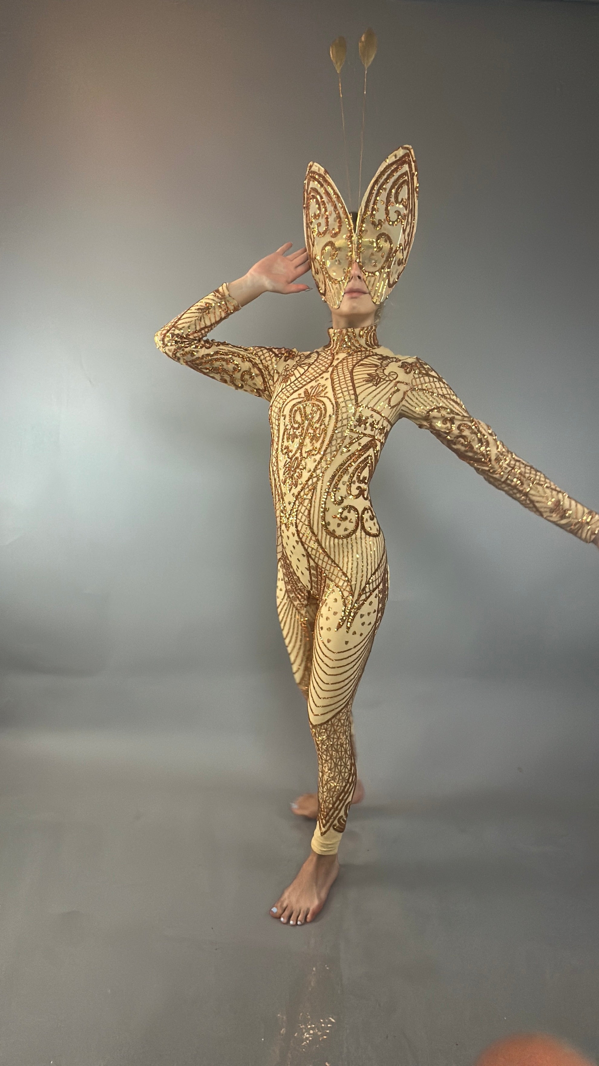 Golden Butterfly sparkling Sequin full costume.