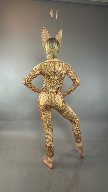 Golden Butterfly sparkling Sequin full costume.