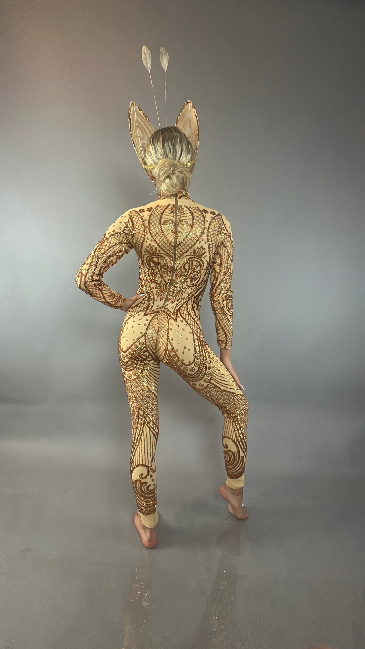 Golden Butterfly sparkling Sequin full costume.