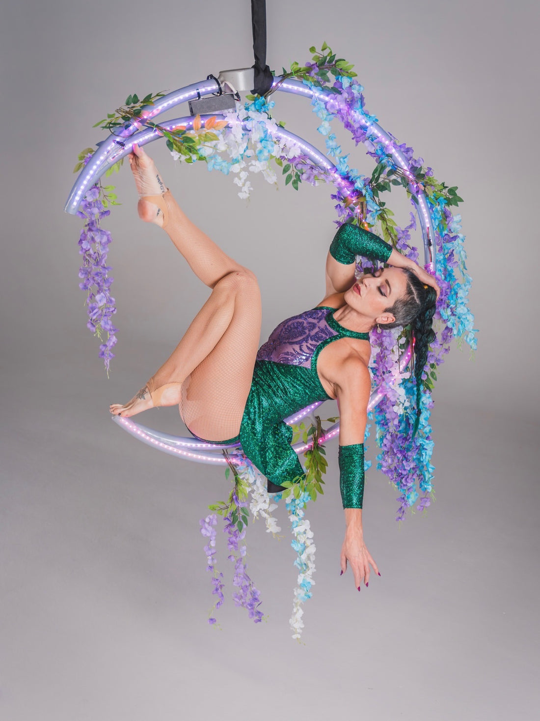 Shattered Emerald Skater Leotard, Halter Neck, Sheer Sequin