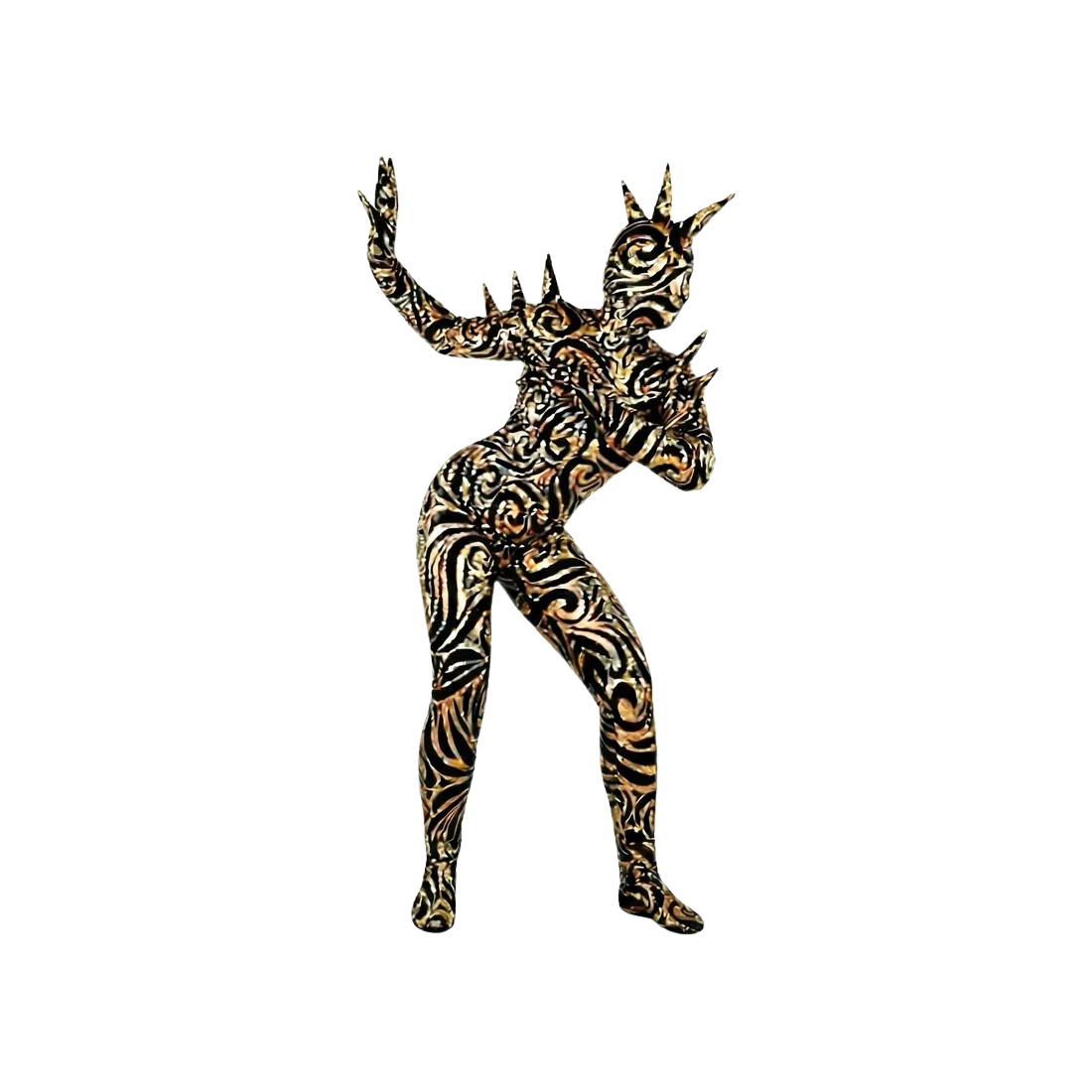 Alien Full Body Costume Set, Turtleneck Catsuit, Spiked Accessories, Open-Eye Headpiece Alien Full Body Costume Set, Turtleneck Catsuit, Spiked Accessories, Open-Eye Headpiece