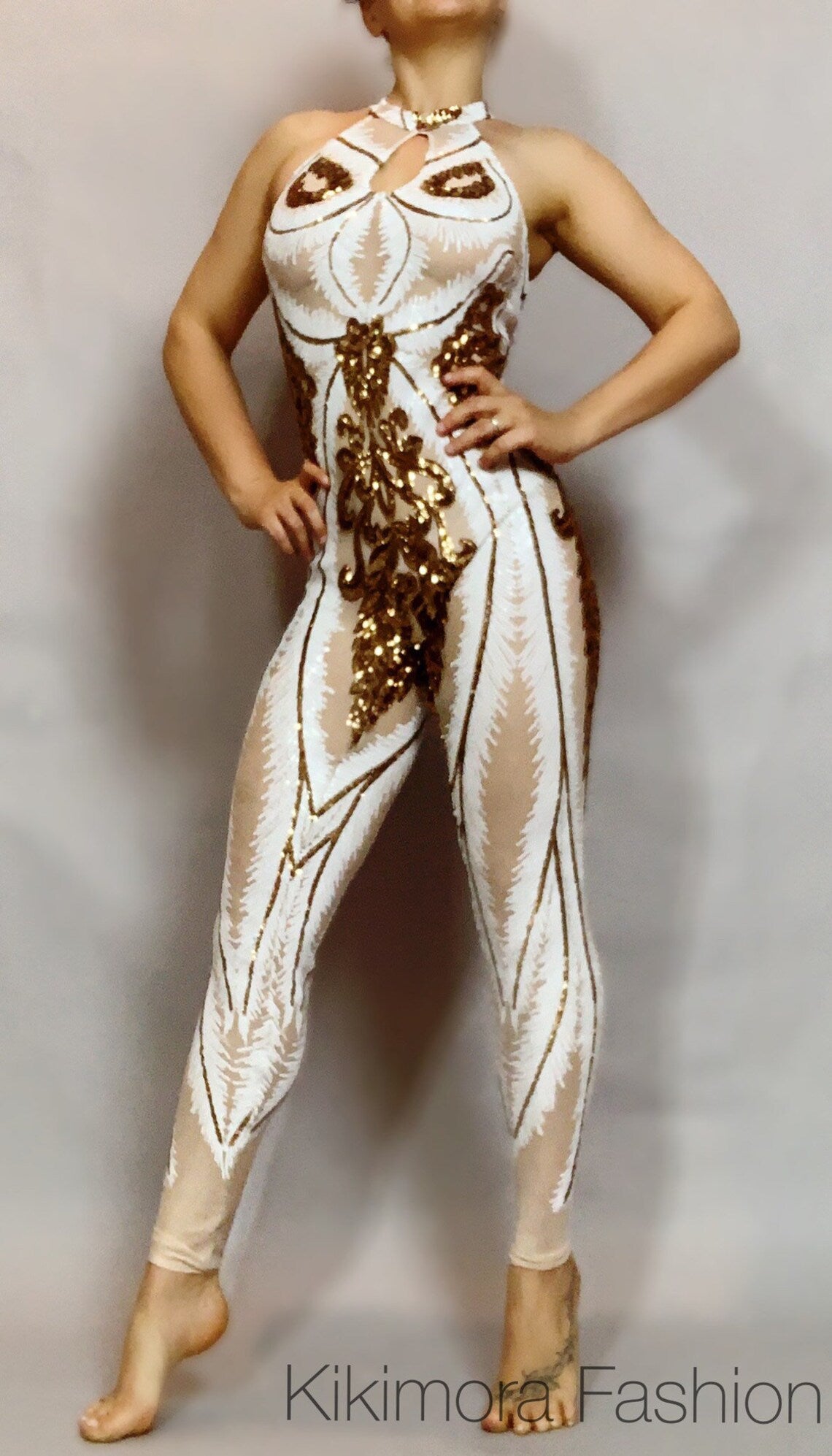 Sequin Jumpsuit for Women or Men, Beautiful Wedding Bodysuit, Contortion Costume, Leotard Woman, Aerialists Gifts, Sheer Bodysuit