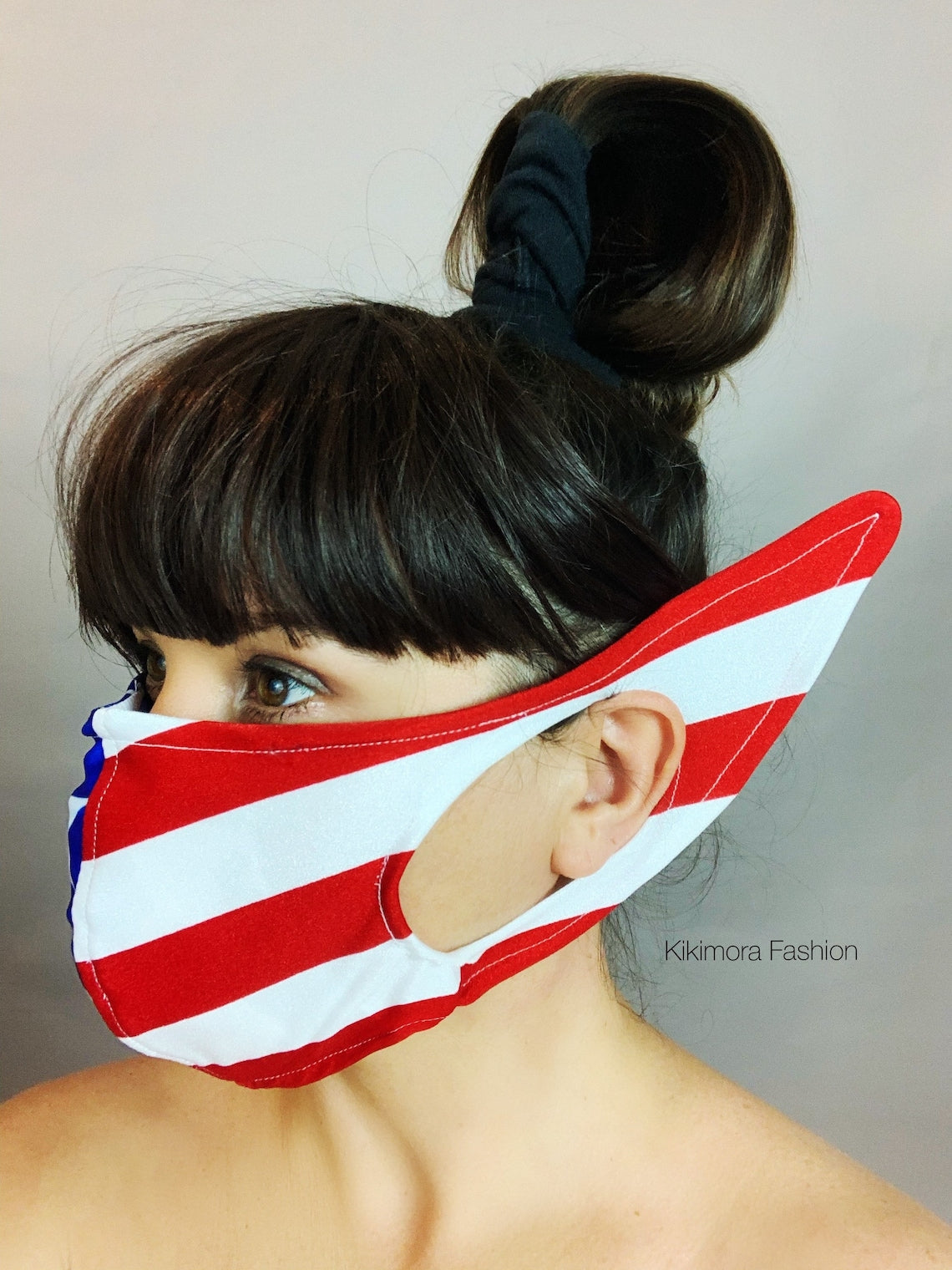 American Flag Face Mask, Elf Ears, Reusable Facemark, With Hepa Filter, Made in USA