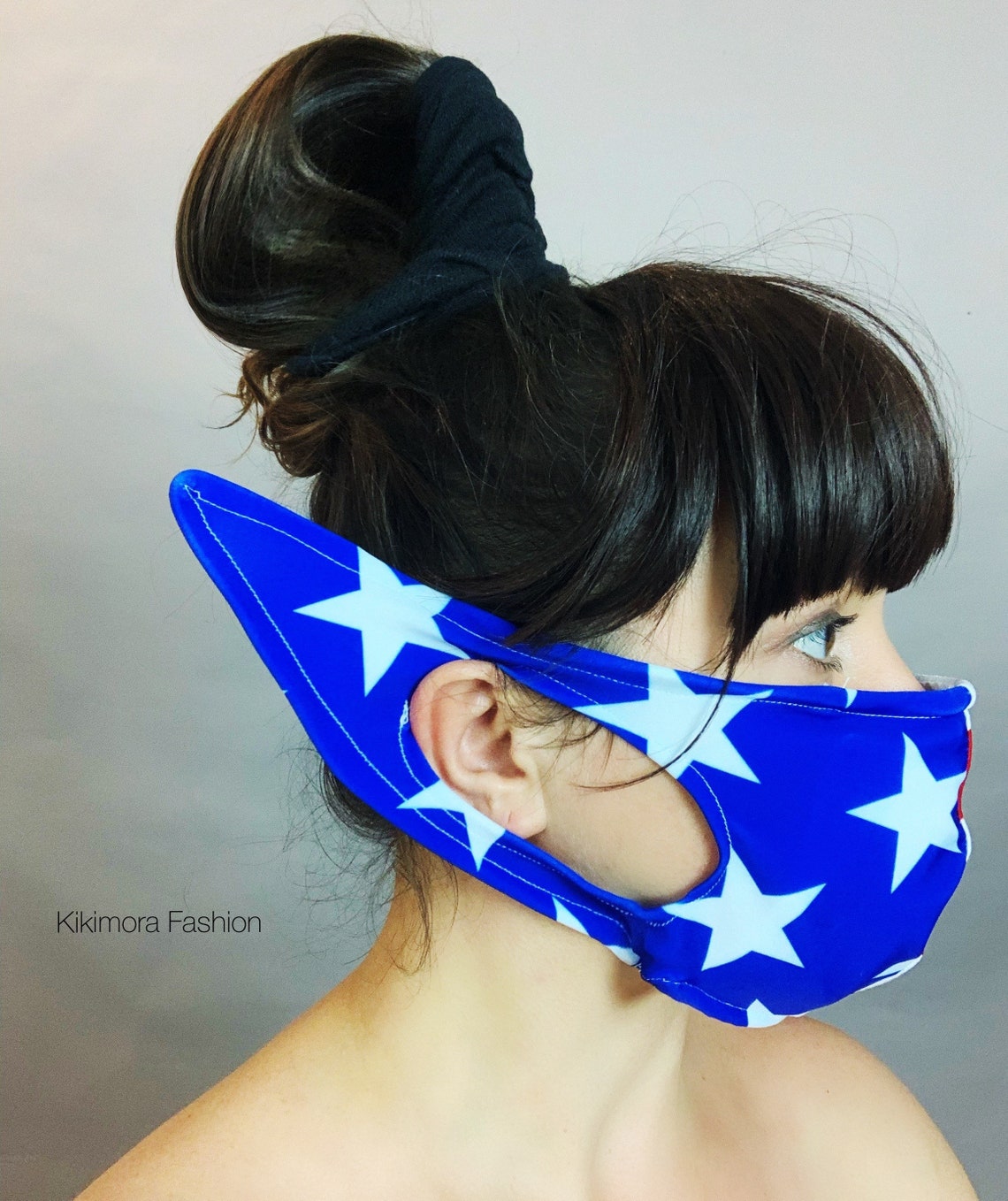 American Flag Face Mask, Elf Ears, Reusable Facemark, With Hepa Filter, Made in USA