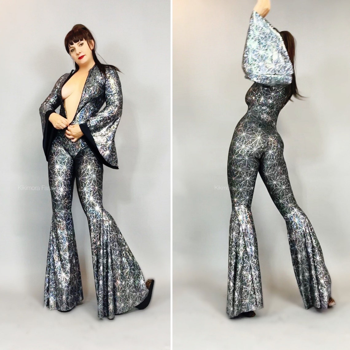 Disco Jumpsuit, Custom Bell Bottom Catsuit, Elegant Party Jumpsuit, Made by Measure, Trending Now, Exotic Dance Wear