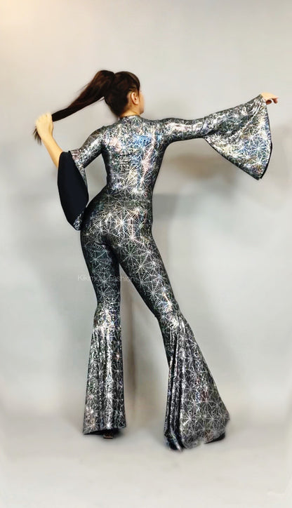 Disco Jumpsuit, Custom Bell Bottom Catsuit, Elegant Party Jumpsuit, Made by Measure, Trending Now, Exotic Dance Wear