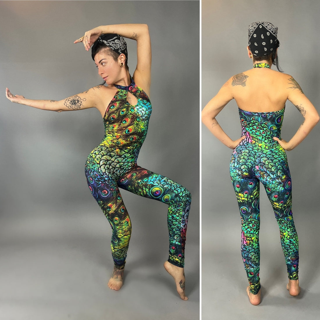 Colorful Peacock Catsuit, Beautiful Lycra Jumpsuit, Festival Fashion, Gymnastic Unitard, Trending Now, Exotic Dance Wear