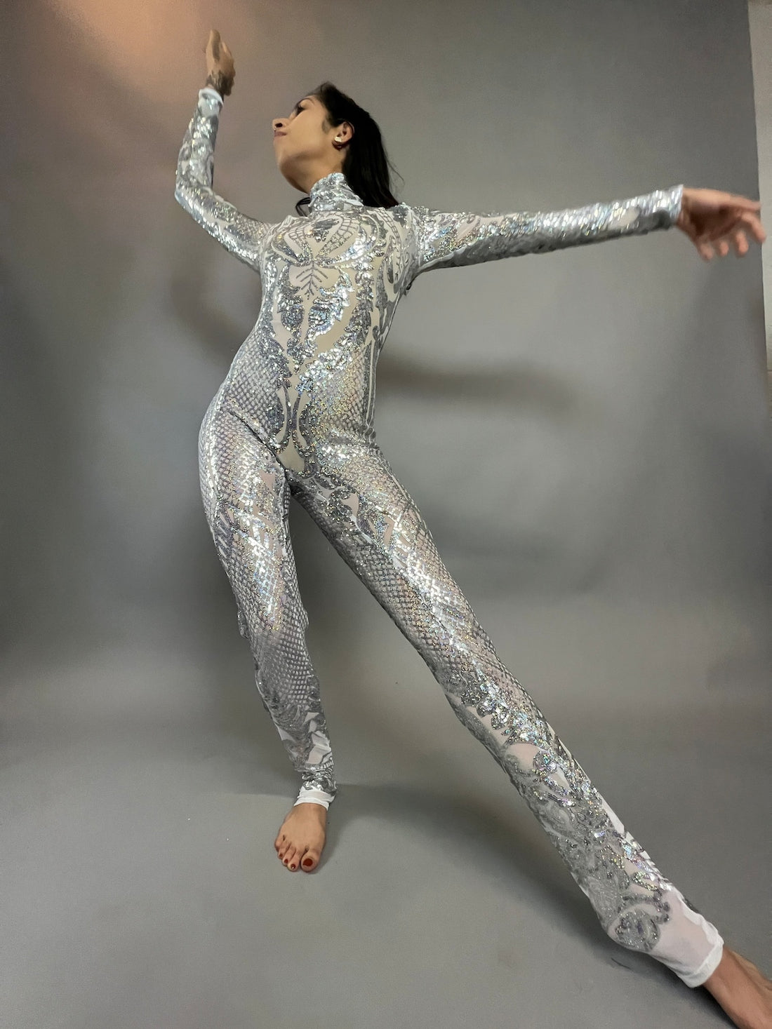 Showgirl Costume, Beautiful Sequins Bodysuit, Jumpsuit for Gymnastics, Stage Wear, Exotic Dance Wear, Trending Now