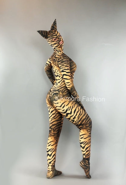 Cat Woman Costume, Tiger Costume, Halloween Outfit, Trending Now, Festival Fashion. Exotic Dance Wear