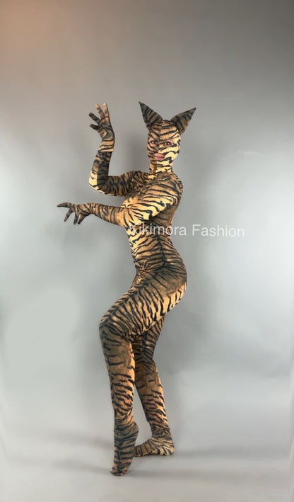 Cat Woman Costume, Tiger Costume, Halloween Outfit, Trending Now, Festival Fashion. Exotic Dance Wear