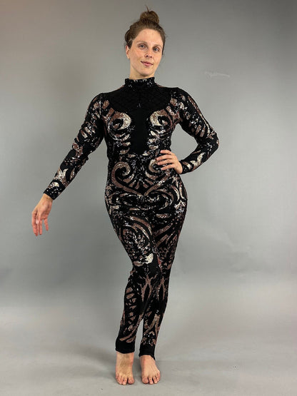 Beautiful Sequin Jumpsuit, Exotic Dance Wear, Gymnastic Costume, Futuristic Fashion, Festival bodysuit , Trending Now