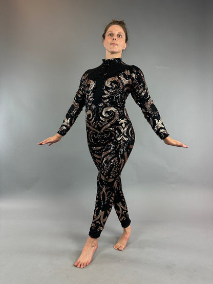 Beautiful Sequin Jumpsuit, Exotic Dance Wear, Gymnastic Costume, Futuristic Fashion, Festival bodysuit , Trending Now