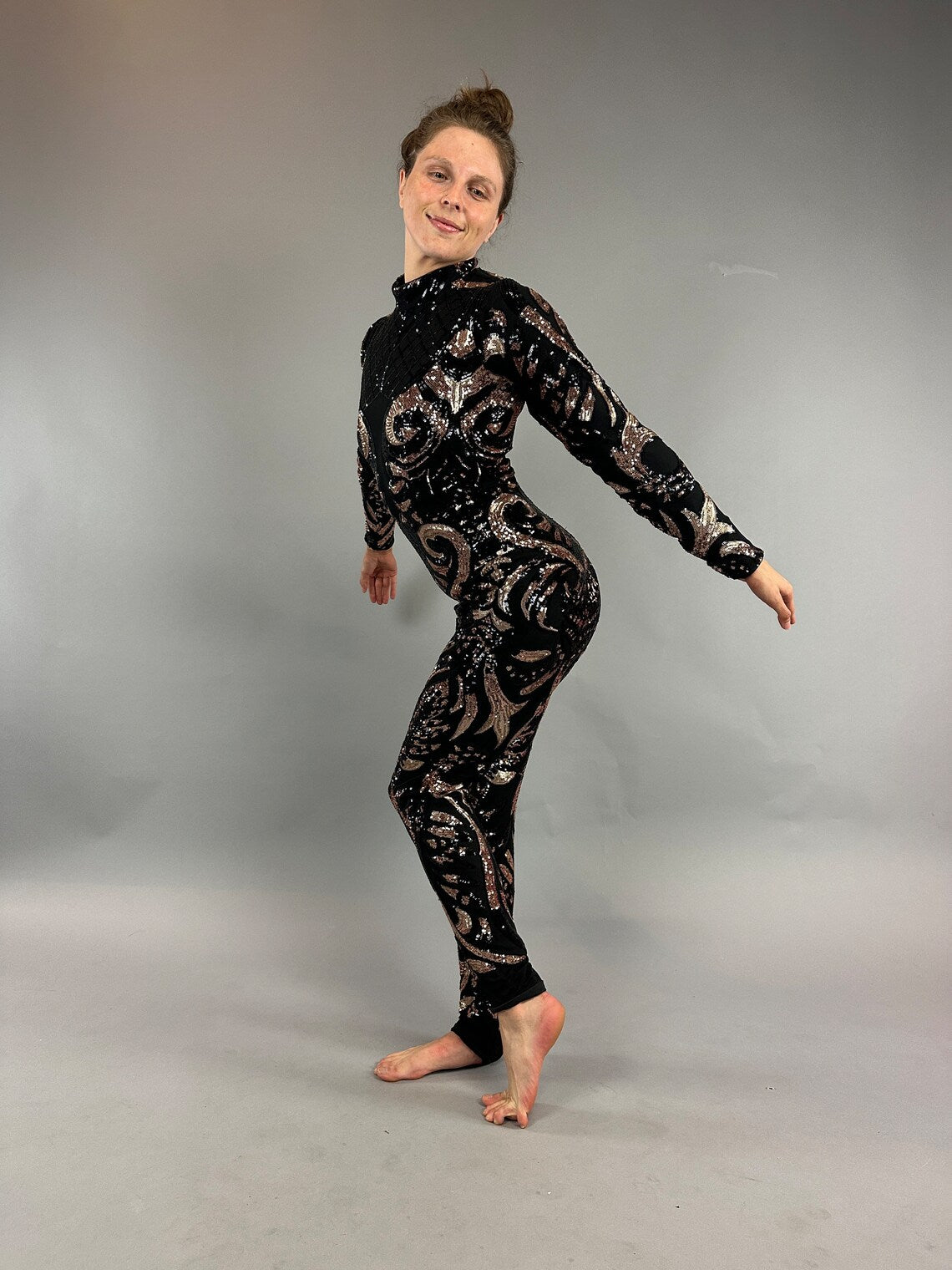 Beautiful Sequin Jumpsuit, Exotic Dance Wear, Gymnastic Costume, Futuristic Fashion, Festival bodysuit , Trending Now