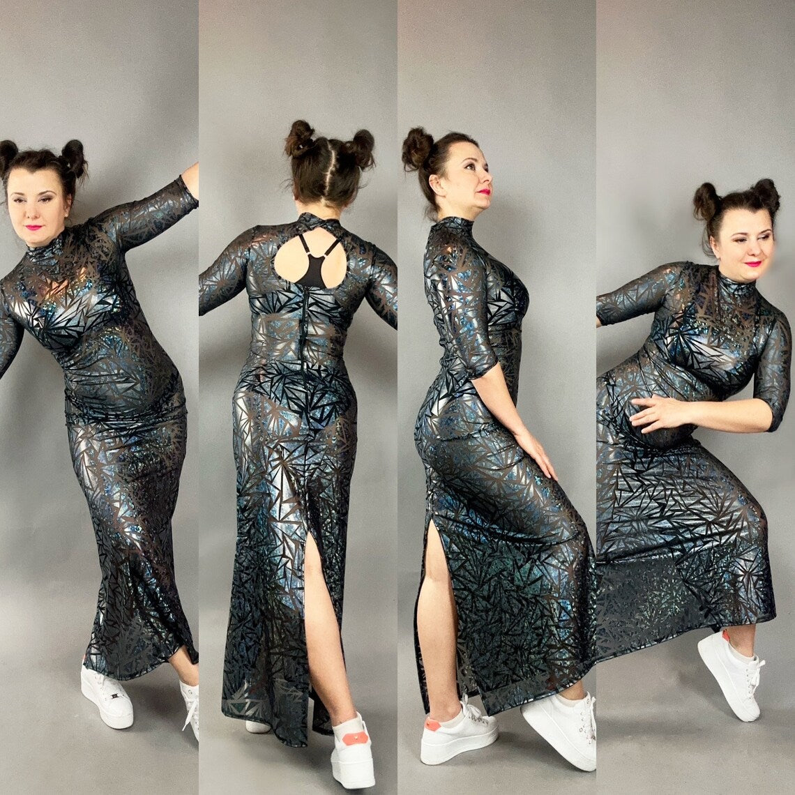 Sheer Mesh Dress, Trending Now, Festival Fashion, Futuristic Clothing, Alien Costume, Exotic Dance Wear, Couture Clothing