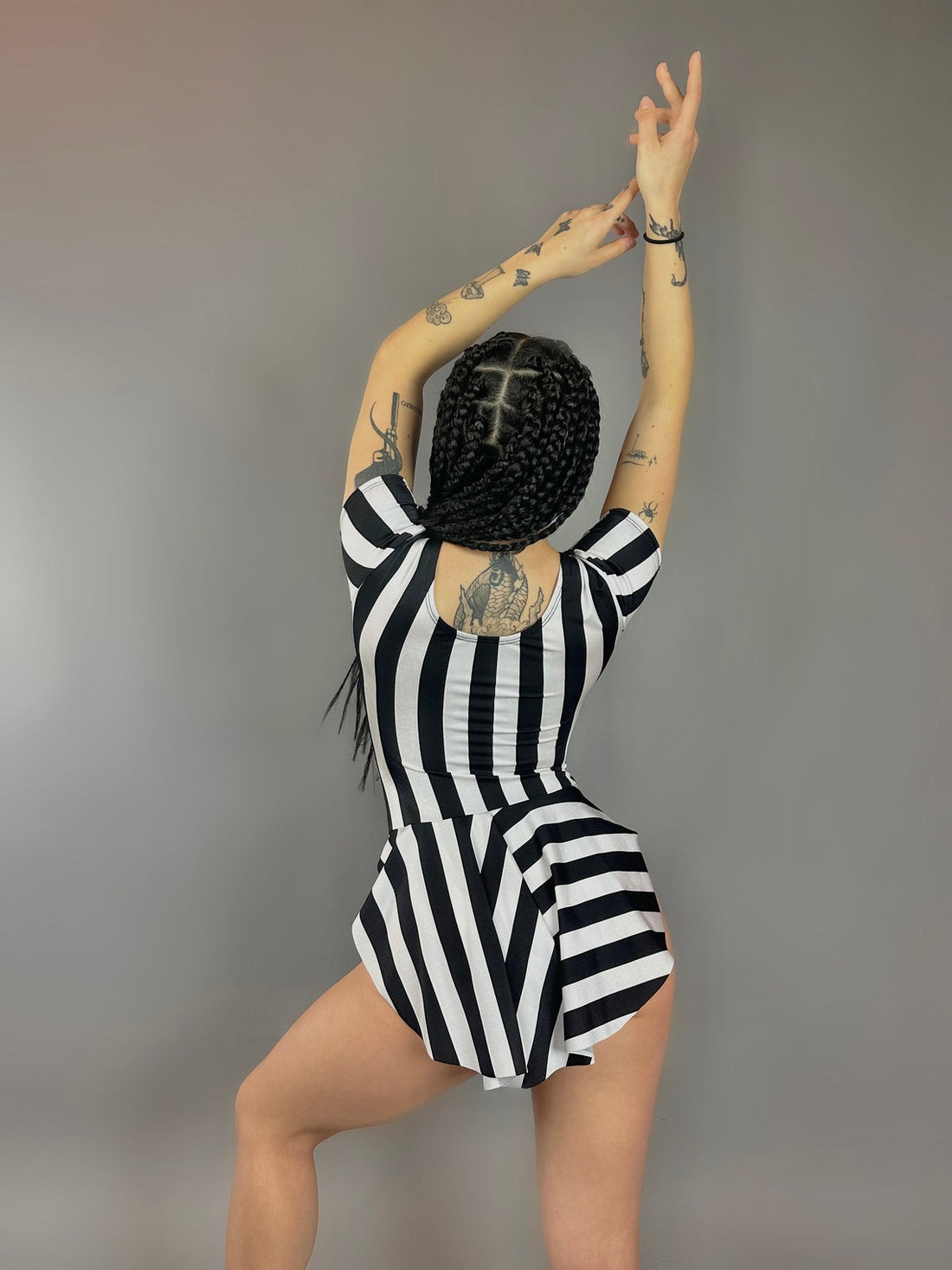 Striped Leotard With Skirt, Exotic Dance Wear, Trending Now, Aerialist Gift, Dance Teacher Gift, Gymnastics Leotard, Fire Performer Costume