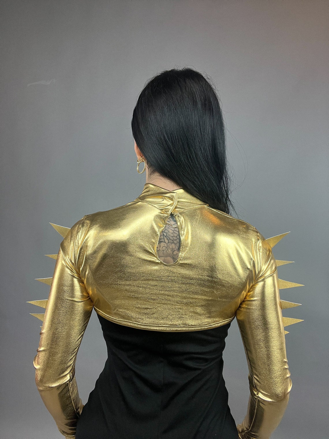 Trending Now, Futuristic Shrug, Exotic Dancewear, Club Wear, Futuristic Fashion, Shrug With Spikes, Festival Fashion, Edm Outfit