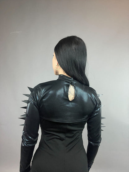 Trending Now, Futuristic Shrug, Exotic Dancewear, Edm Fashion, Futuristic Fashion, Shrug With Spikes, Festival Outfit