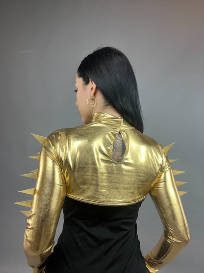 Trending Now, Futuristic Shrug, Exotic Dancewear, Club Wear, Futuristic Fashion, Shrug With Spikes, Festival Fashion, Edm Outfit