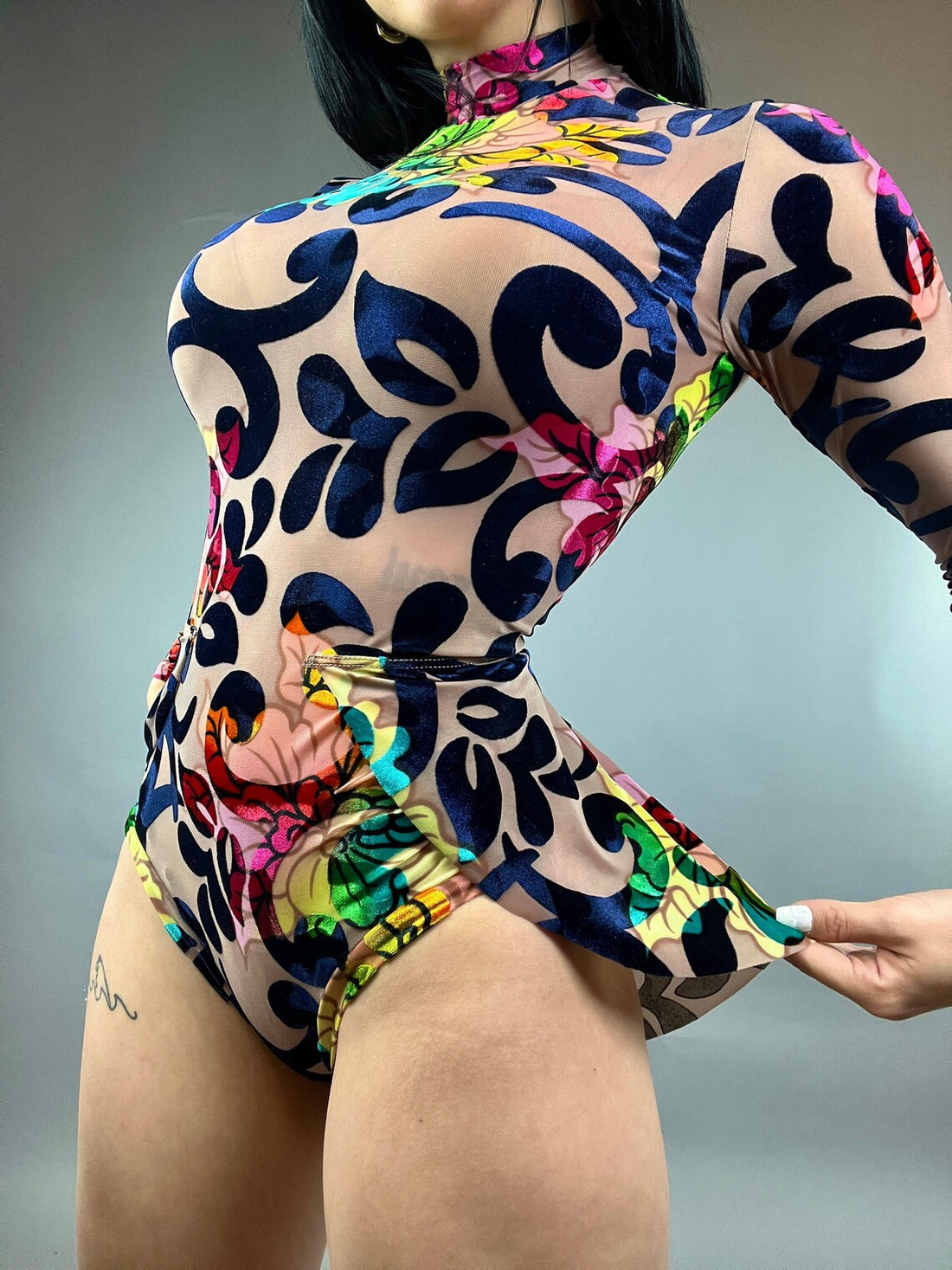 Exotic Dance Wear, Floral Pattern, Spandex Leotard, Dance Costume, Circus Outfit, Trending Now, Festival Outfit