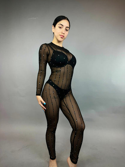 Sheer Bodysuit for Woman or Man, Beautiful Dance Outfit, Custom Leotard, Body Suit Lingerie, Burlesque Outfit, Rave Outfit