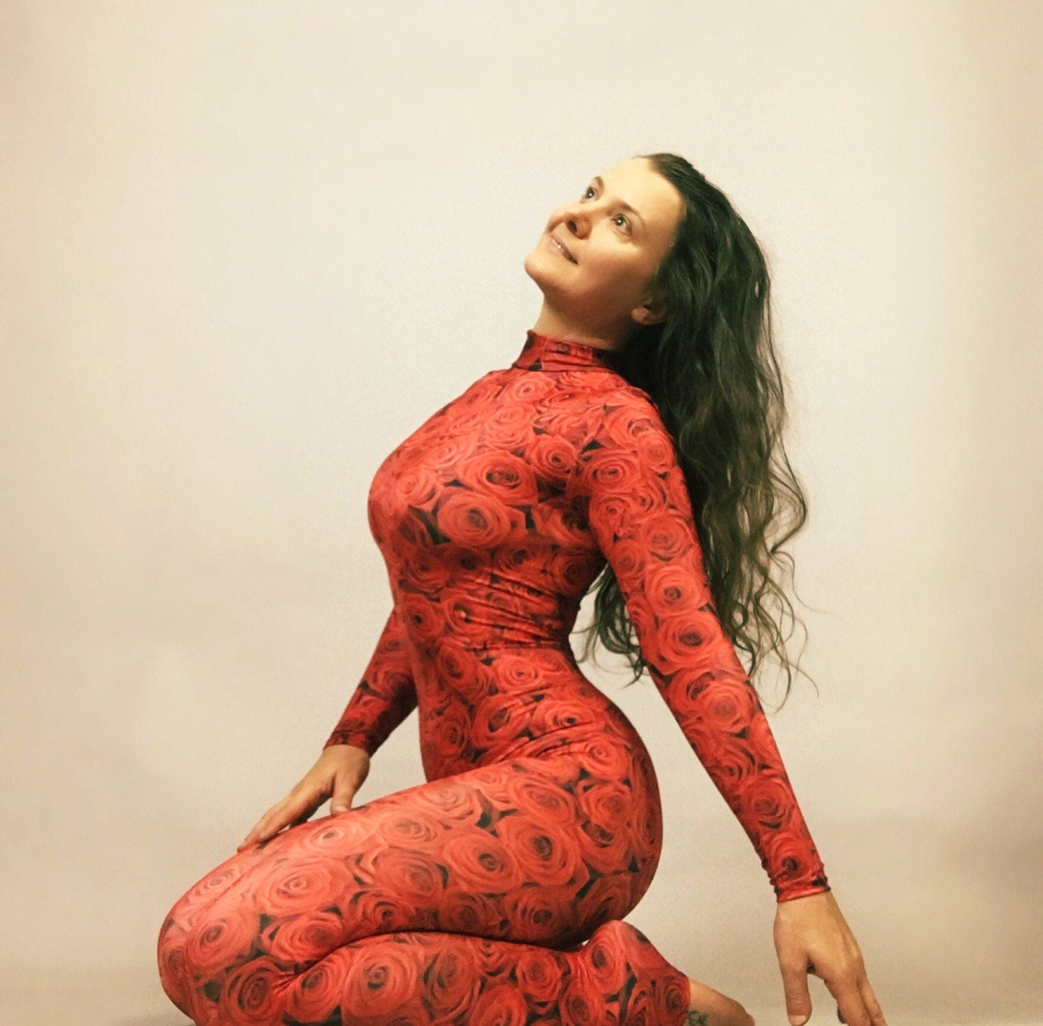 Catsuit for woman or man, Aerialist unitard, yoga outfit, Dance wear, Flower print, Spandex catsuit, Made by measure,