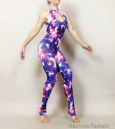 Cosmos print bodysuit costume , exotic dance wear, performer outfit, festival fashion, trending now