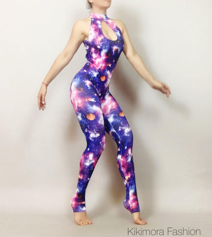 Cosmos print bodysuit costume , exotic dance wear, performer outfit, festival fashion, trending now