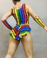 Vibrant Rainbow Bodysuit: Pole Dance, Lyrical Costume, Aerialist Wear, Pride Parade Outfit
