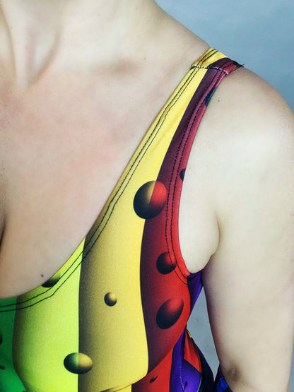 Vibrant Rainbow Bodysuit: Pole Dance, Lyrical Costume, Aerialist Wear, Pride Parade Outfit