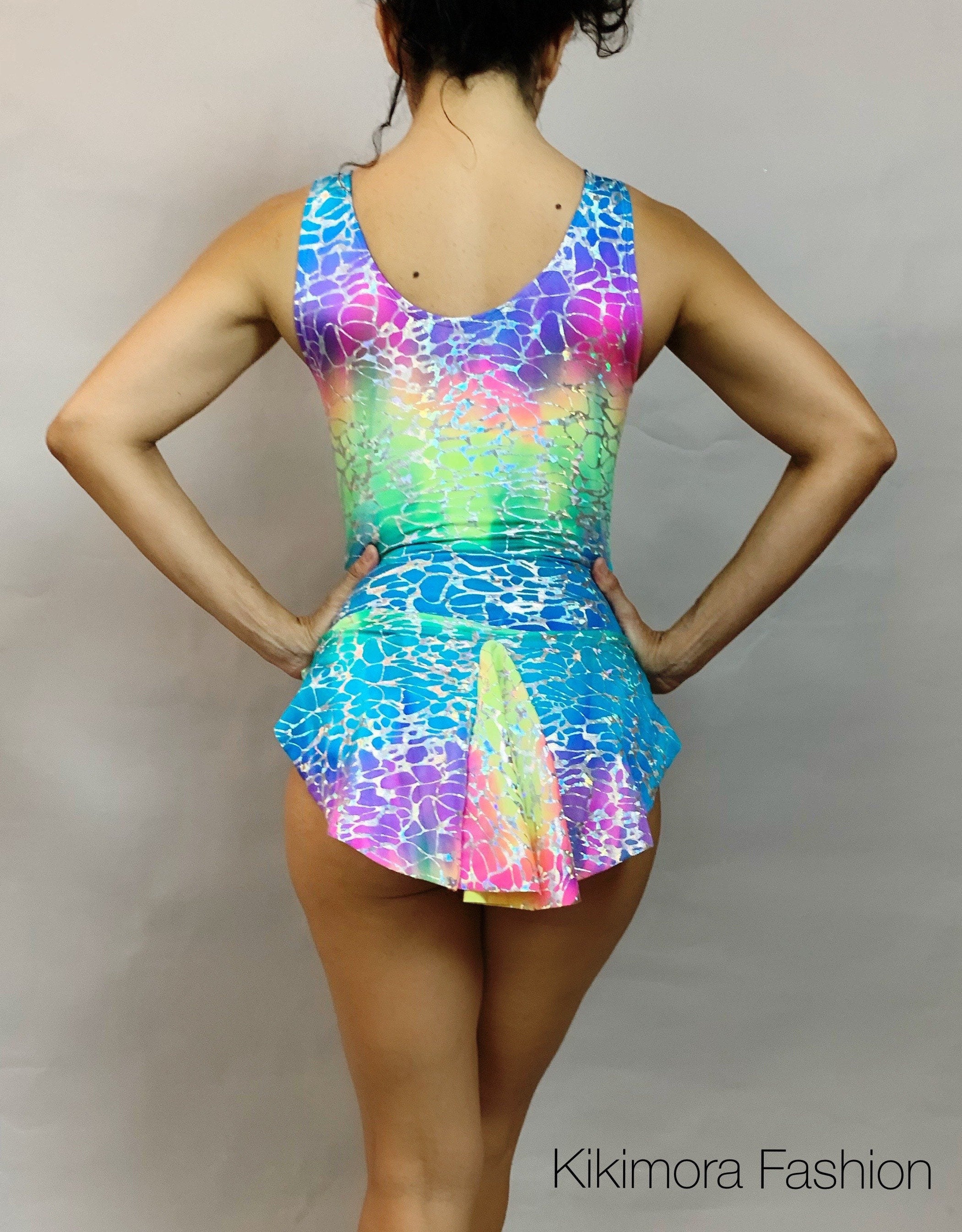 Pole dance wear, Super cute Burlesque bodysuit with skirt, Showgirl costume,Exotic dance wear,Dance teacher gift rending now