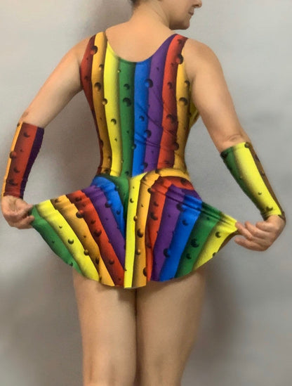 Vibrant Rainbow Bodysuit: Pole Dance, Lyrical Costume, Aerialist Wear, Pride Parade Outfit